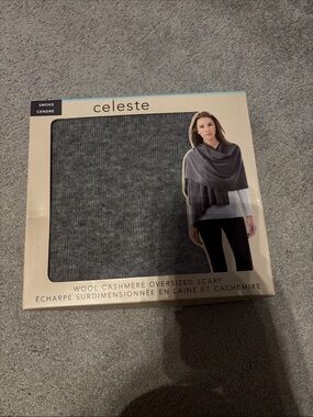 Celeste Smoke Gray Wool Cashmere Oversized Scarf